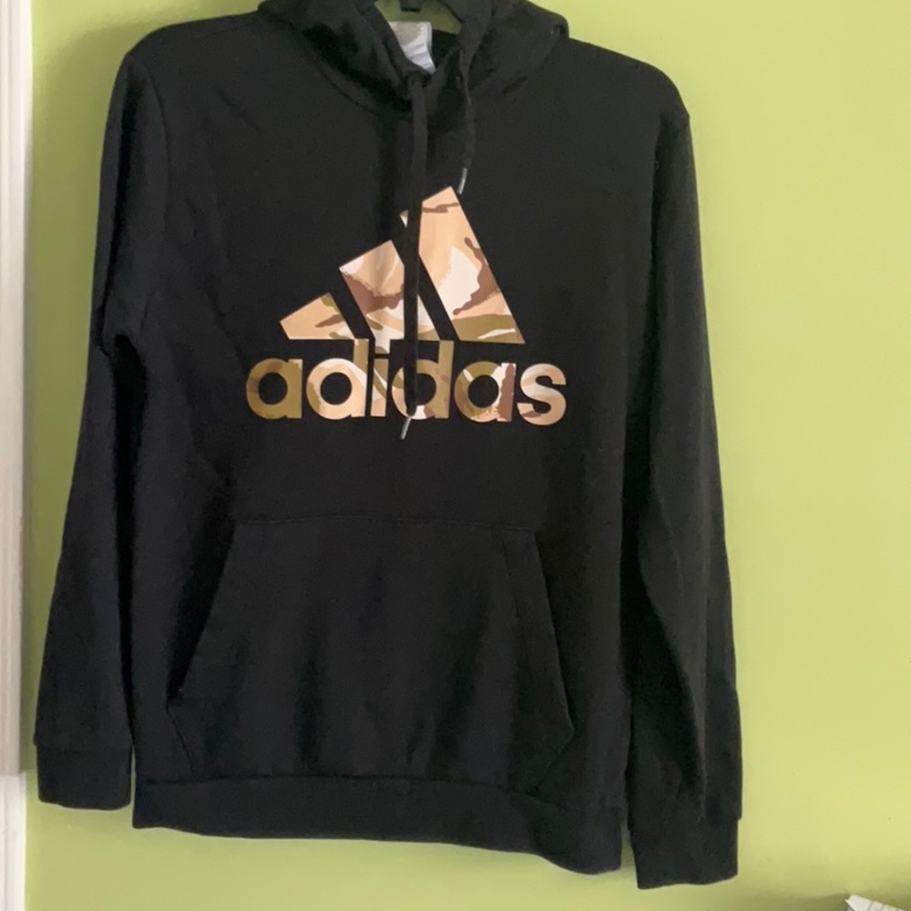 Adidas Black Hoodie with Gold Logo  m